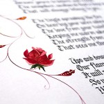 Calligraphy-poem-gift-rose-illustration-in-gouache