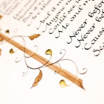 Calligraphy-poem-illustration-gift-with-gold-letter-and-border