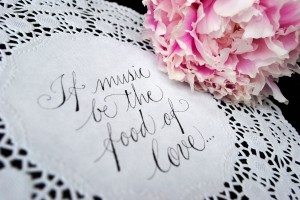 if music be the food of love wedding doily