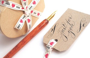 handwritten calligraphy luggage tags