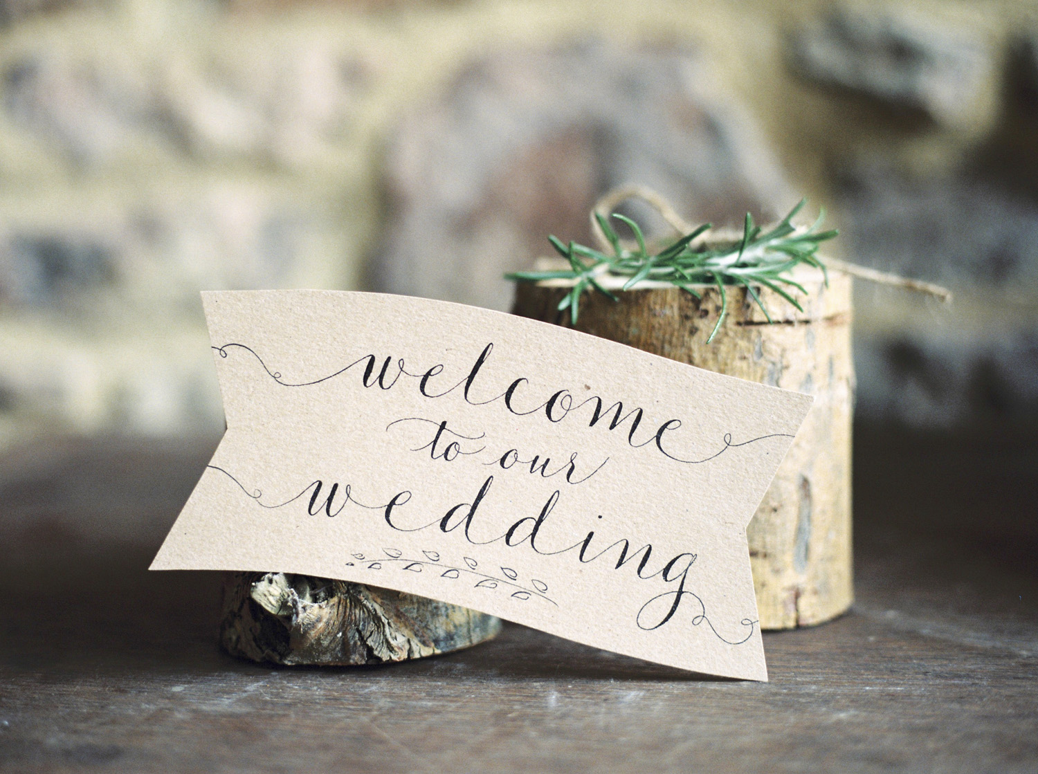 Kraft and calligraphy stationery for a rustic, elegant wedding styled shoot