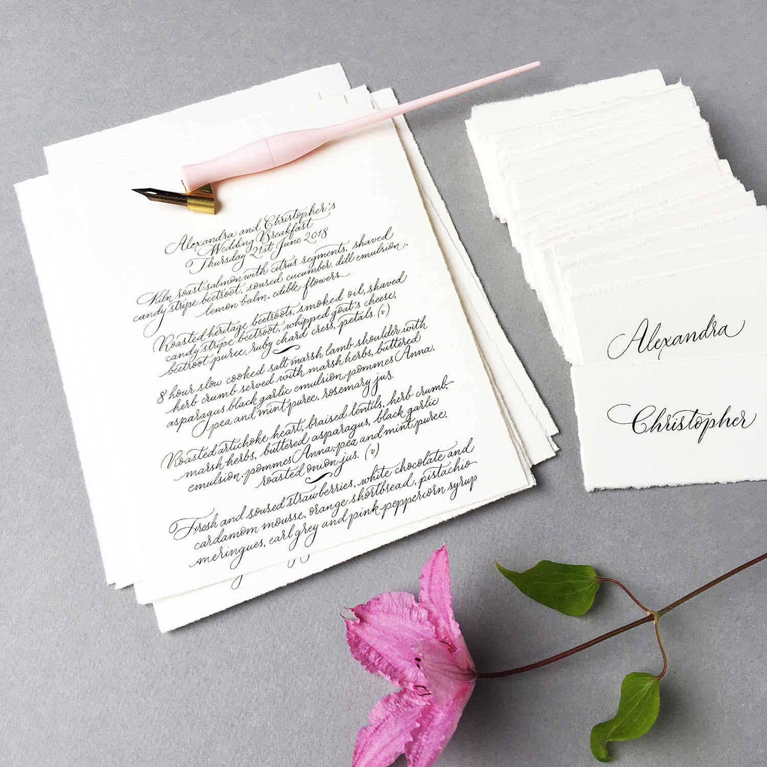 calligrapher uk handwritten wedding menus