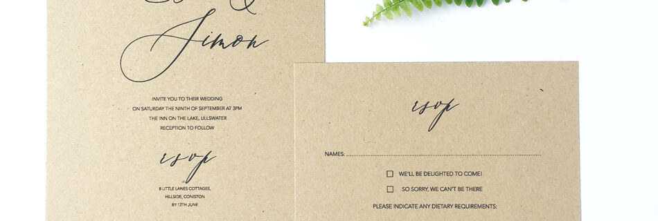 kraft rustic calligraphy font wedding invitation