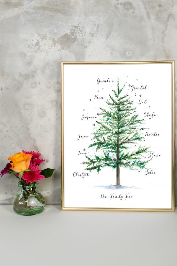 festive family tree print