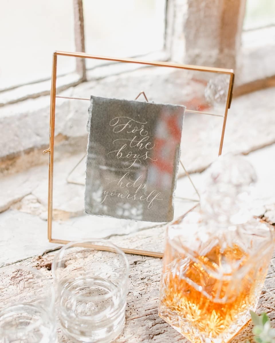 elegant wedding signage with hand calligraphy by Claire Gould