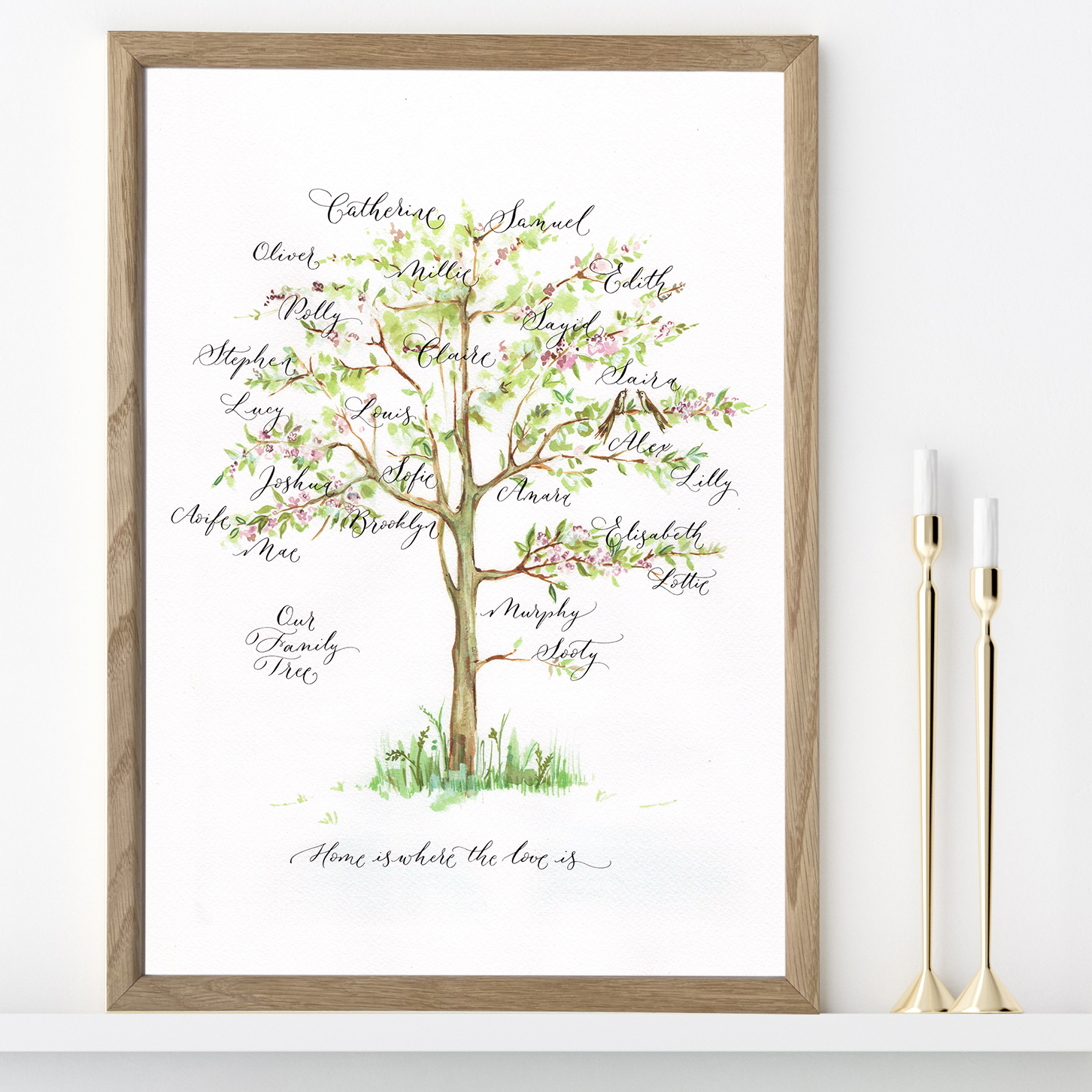 Family tree print with blossom