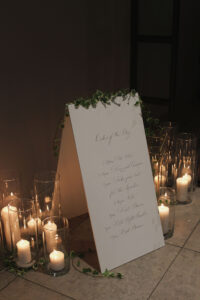 Handwritten wedding order of the day sign by Moon & Tide calligraphy in Cumbria