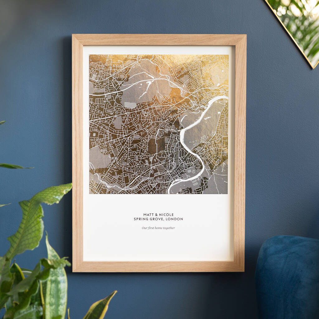Personalised gold foil map