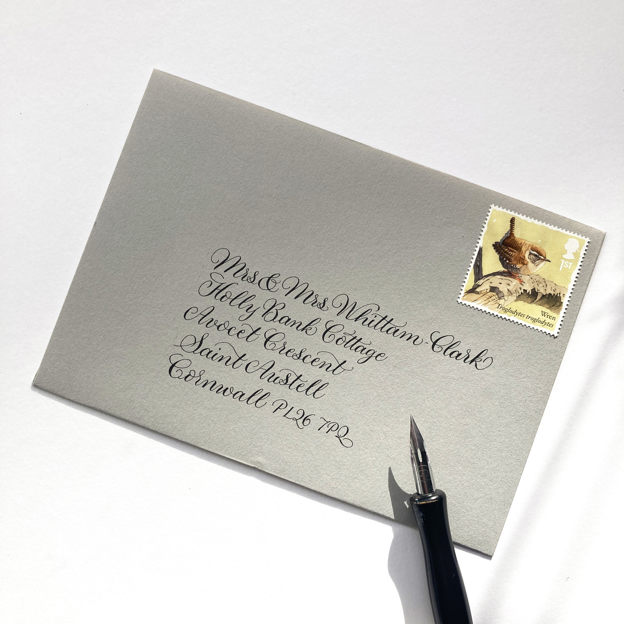 Modern calligraphy hand written in the UK by top calligrapher Claire Gould
