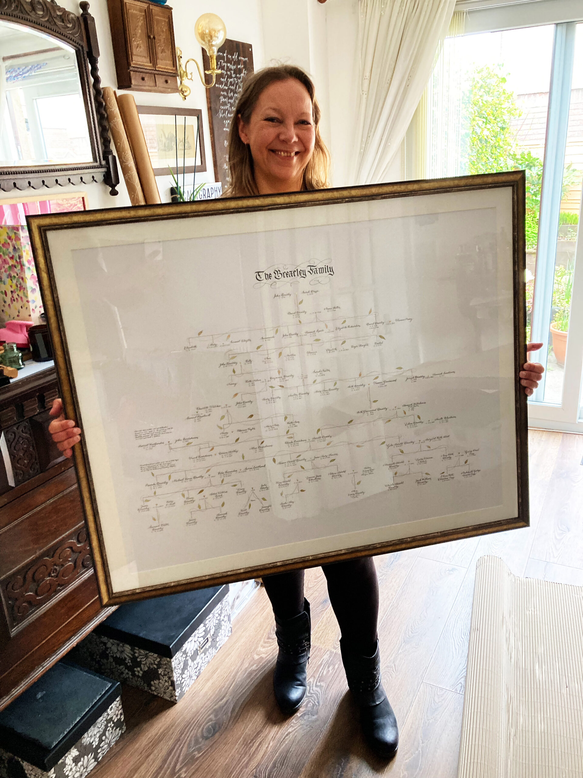 Large family tree by Claire Gould, By Moon & Tide Calligraphy UK