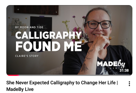 Youtube video screenshot of calligrapher interview with Ingenious Gifts