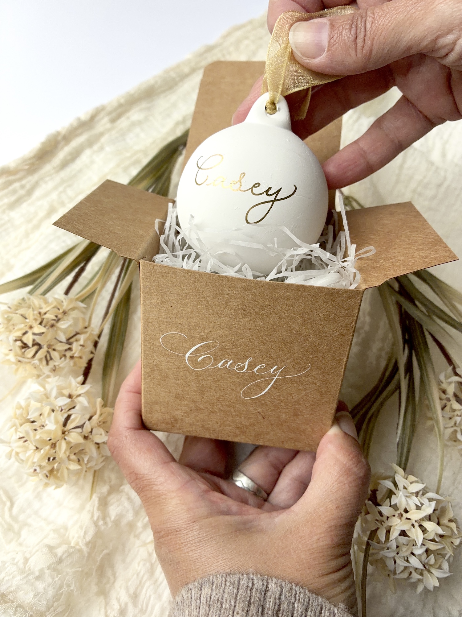 Personalised Christmas bauble with gift box